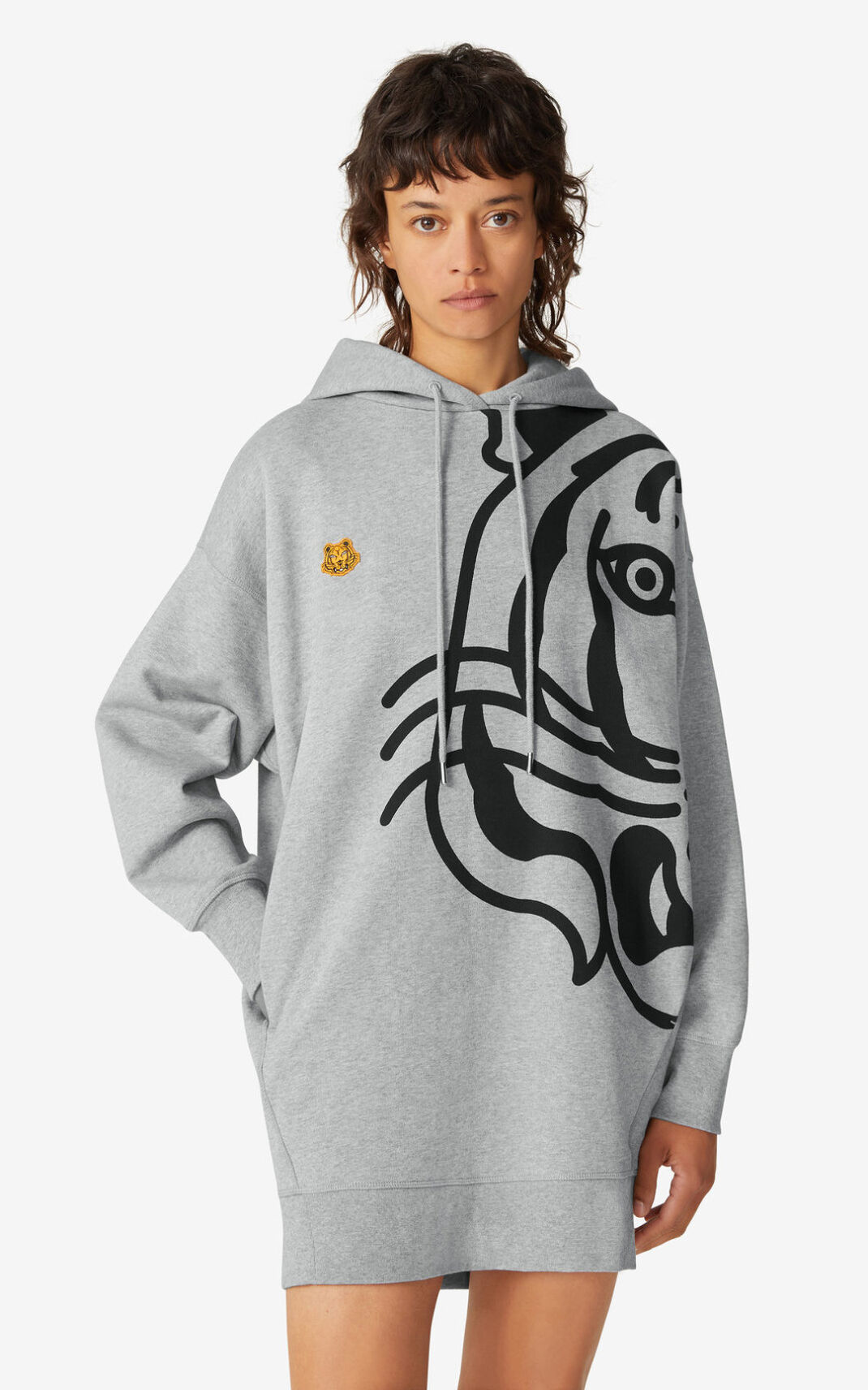 Kenzo K 虎 oversized hooded sweatshirt ワンピース レディース グレー - BZEMLK910